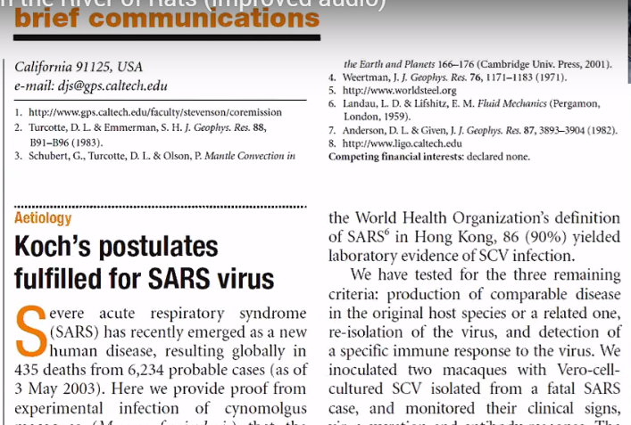 Fouchier &#8220;SARS-COV-1&#8221; Paper (2003): Koch&#8217;s Postulates Fulfilled?
